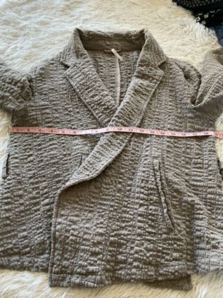 Free People jacket Textured Gauze wrap Belted Taupe Cotton small boho - Picture 8 of 11